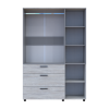 Kleiderschrank Doros Thorn Natti Kiefer/Grau 3 Türen 3 Schubladen Kleiderstange 135x51,6x200 (44900513)