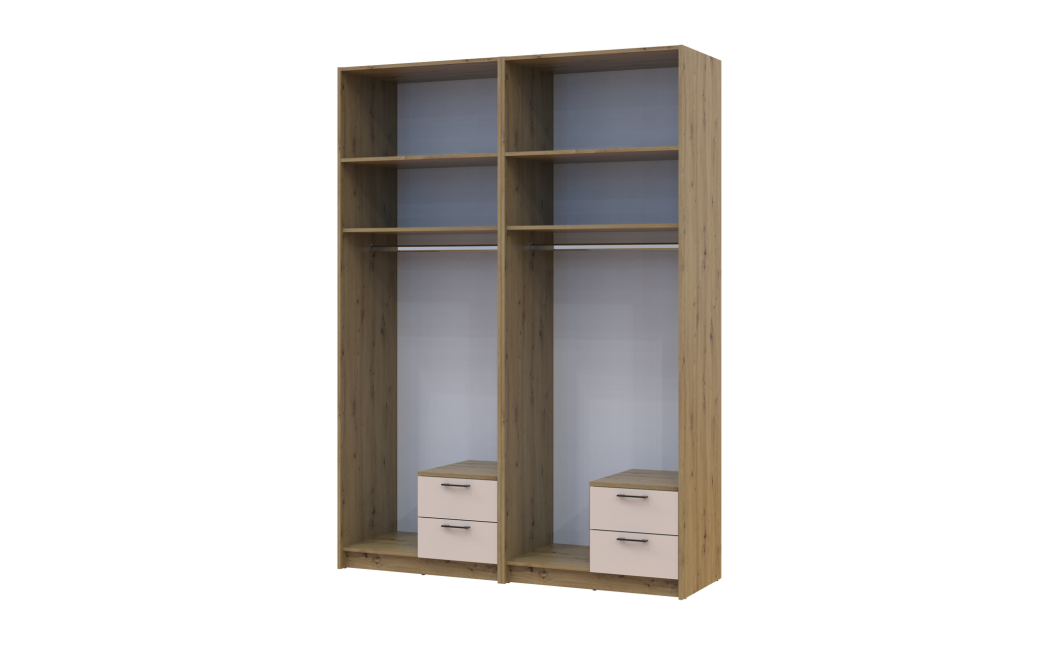 Kleiderschrank mit Aufsatz Doros Rondi Artisan Eiche/Kaschmir 2+2 Türen 164x52x236 (42005664)