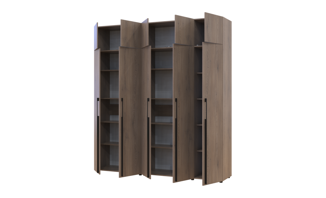 Kleiderschrank mit Regalen und Aufsatz Doros Kasper Cremona Cannolo 2+3 Türen 225x48x245 (42005553)