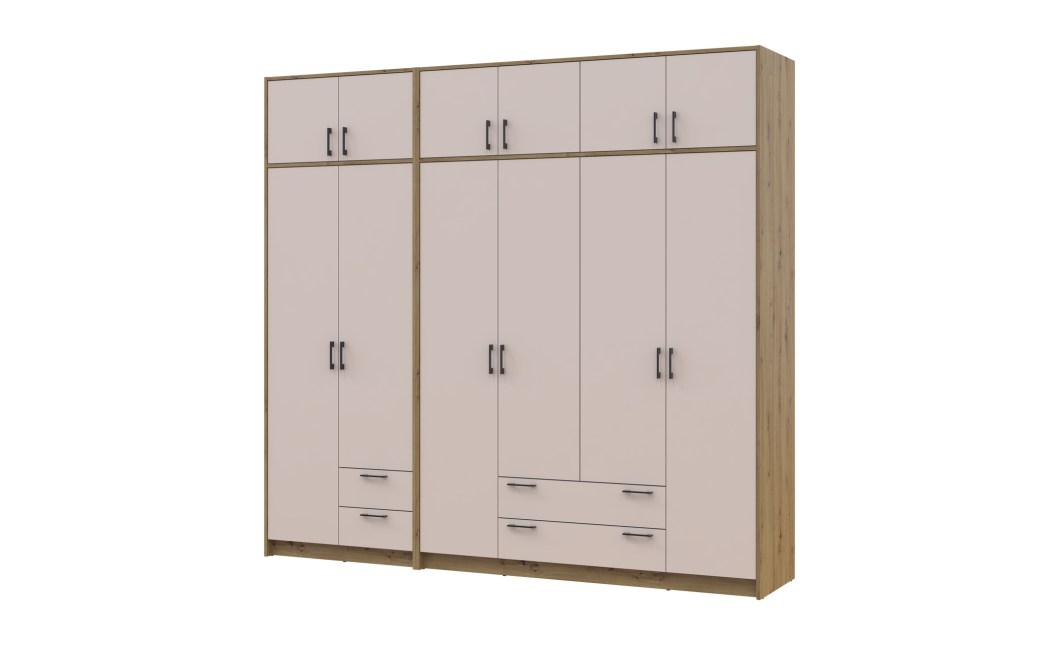 Kleiderschrank mit Aufsatz Doros Rondi Artisan Eiche/Kaschmir 2+4 Türen 242x52x236 (42005668)