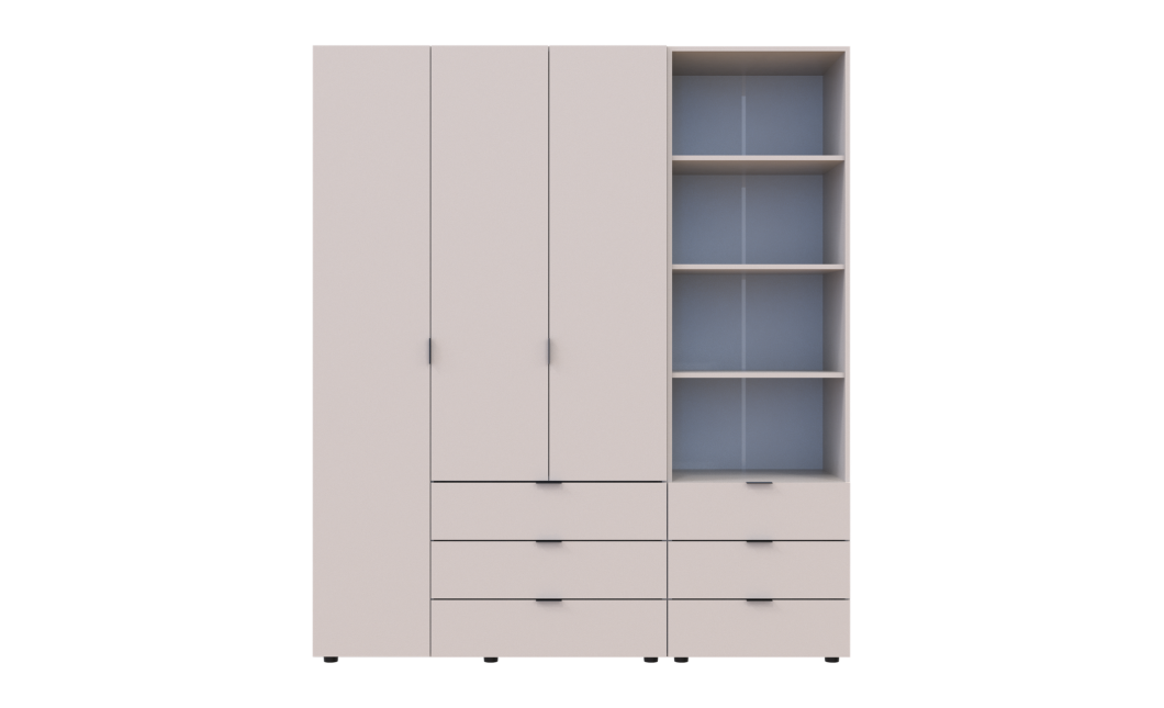 Kleiderschrank Doros Gelar Kaschmir 3 Türen Säulenschrank 176,2x49,5x203,4 (42005175)