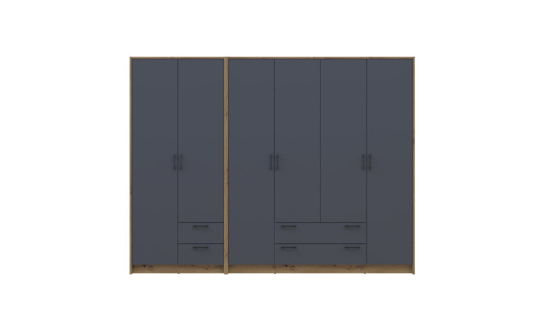 Kleiderschrank Doros Rondi Artisan Eiche/Graphit 2+4 Türen 242x52x195 (42005692)