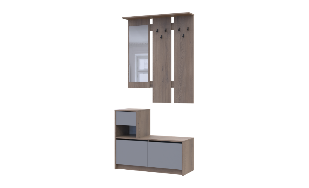 Flurmöbel Set Bela Cremona Cannolo/Grau mit Spiegel 100x40x210 (44900413)