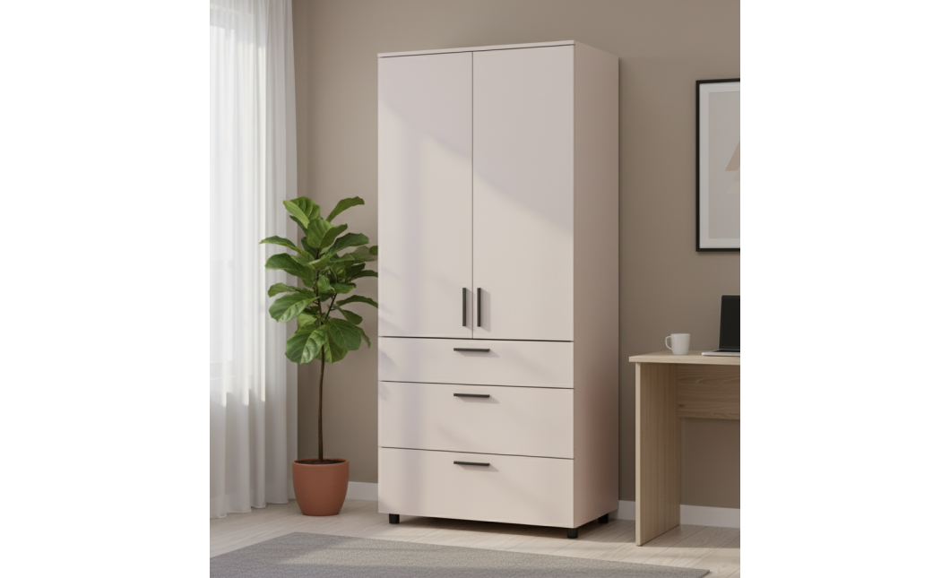 Kleiderschrank Doros Thorn Kaschmir 2 Türen 3 Schubladen Kleiderstange 90x51,6x200 (44900449)
