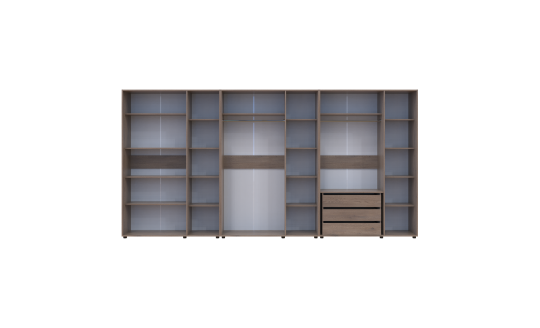 Kleiderschrank mit Regalen und Schubladen Doros Kasper Cremona Cannolo 3+3+3 Türen 405x48x204 (42005735)