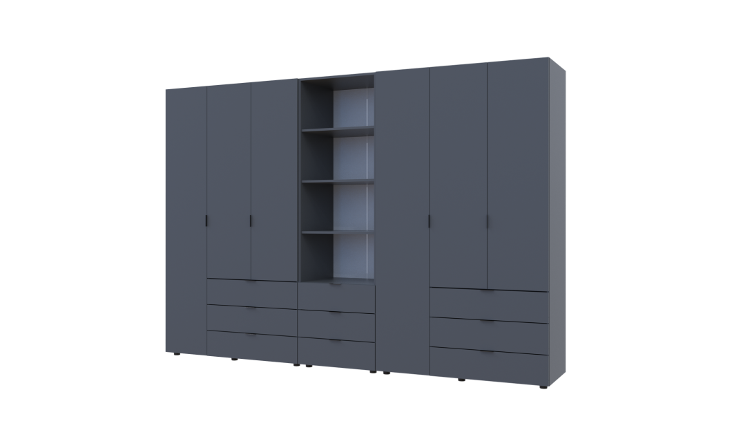 Kleiderschrank Doros Gelar Graphitgrau 3+3 Türen Säulenschrank 292,4x49,5x203,4 (42005172)