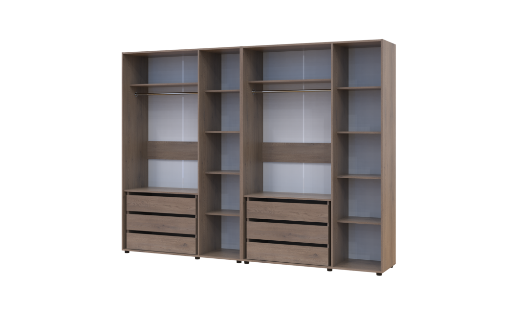 Kleiderschrank mit Schubladen Doros Kasper Cremona Cannolo 3+3 Türen 270x48x204 (42005573)