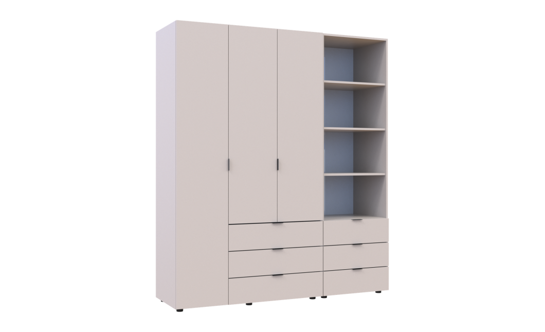 Kleiderschrank Doros Gelar Kaschmir 3 Türen Säulenschrank 176,2x49,5x203,4 (42005175)