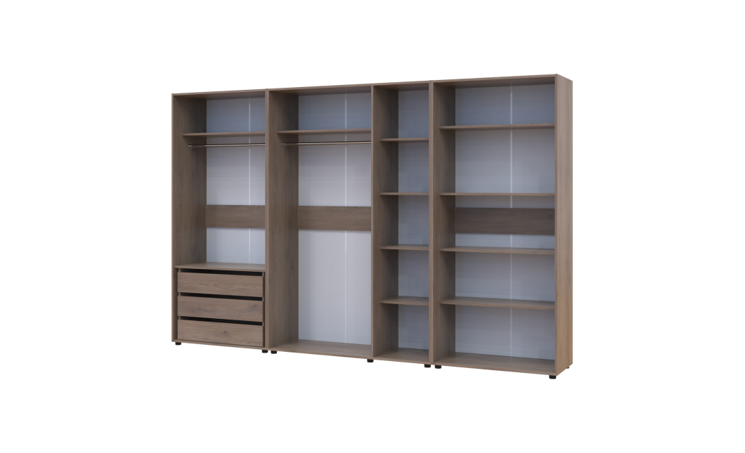 Kleiderschrank mit Regalen und Schubladen Doros Kasper Cremona Cannolo 2+3+2 Türen 315x48x204 (42005739)