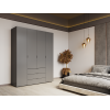 Kleiderschrank Doros Gelar mit Drehtüren Graphitgrau 4 Türen 155x49,5x203,4 (80737075)