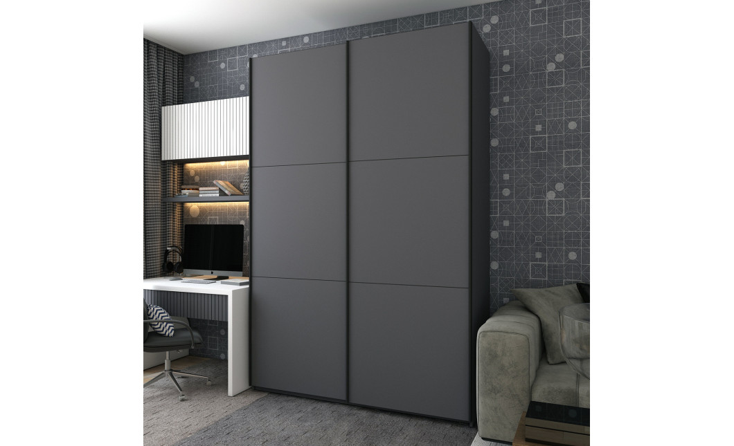 Kleiderschrank Doros G-Caiser Schiebetüren Graphitgrau 2 Türen 180x60x240 (42005089)