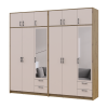 Kleiderschrank mit Spiegel und Aufsatz Doros Rondi Artisan Eiche/Kaschmir 3+3 Türen 242x52x236 (42005671)