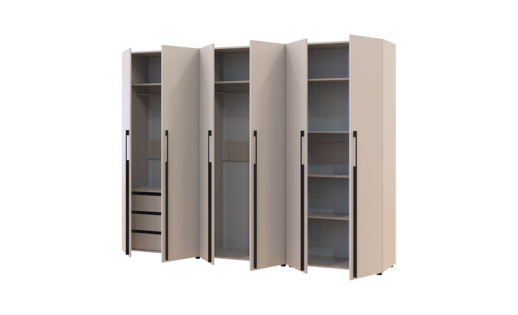Kleiderschrank mit Regalen und Schubladen Doros Kasper Kaschmir 2+2+2 Türen 270x48x204 (42005730)