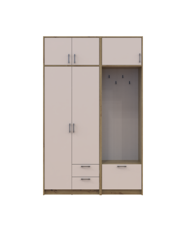 Drehtürenschrank Doros Rondi mit Kleiderstange und Oberschrank Artisan Eiche/Kaschmir 2 Türen 142x52x236 (42005272)