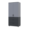 Kleiderschrank Doros Thorn Anthrazit/Grau 2 Türen 3 Schubladen Böden 90x51,6x200 (44900474)