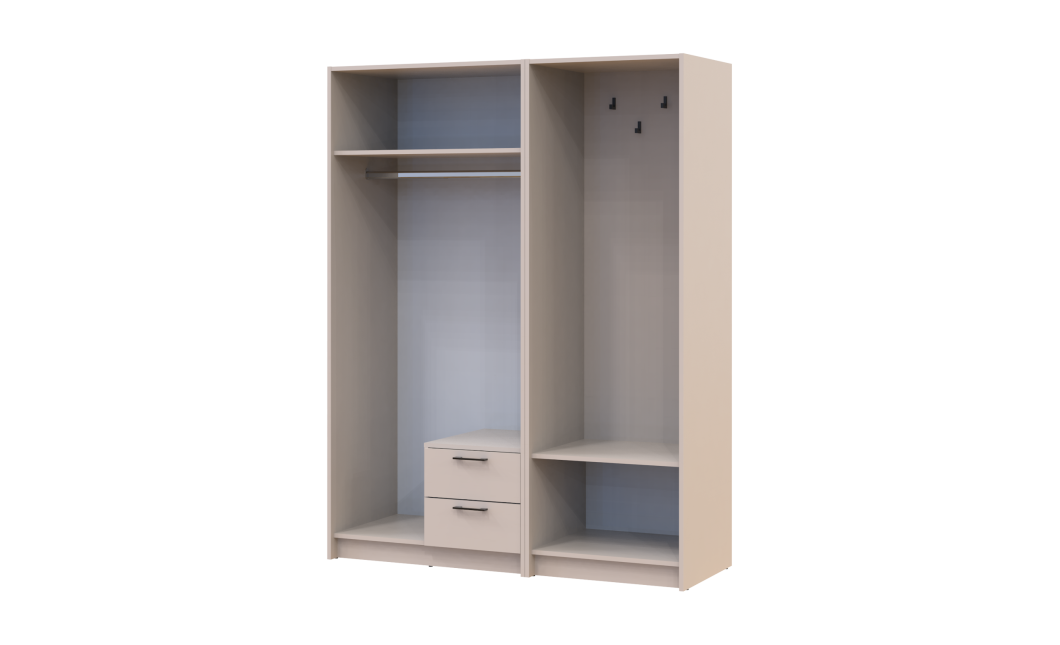 Drehtürenschrank Doros Rondi mit Kleiderstange Kaschmir 2 Türen 142x52x195 (42005391)