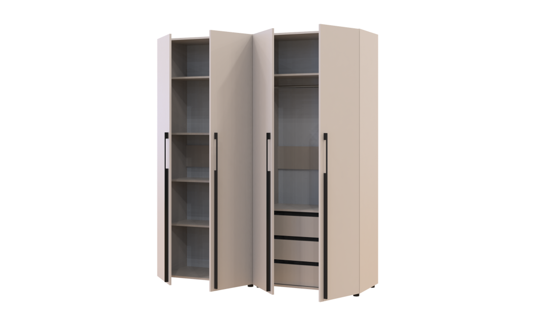 Kleiderschrank mit Regalen und Schubladen Doros Kasper Kaschmir 2+2 Türen 180x48x204 (42005534)