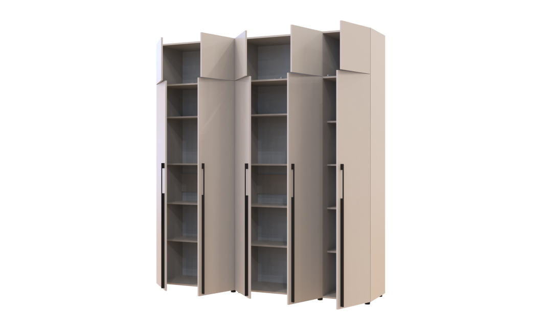 Kleiderschrank mit Regalen und Aufsatz Doros Kasper Kaschmir 2+3 Türen 225x48x245 (42005552)