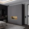 Kleiderschrank Doros Dale Anthrazit/Ewok Eiche 4 Türen 206x52x220 (44900527)