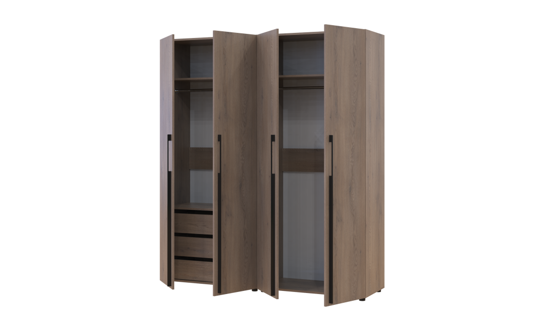 Kleiderschrank mit Schubladen Doros Kasper Cremona Cannolo 2+2 Türen 180x48x204 (42005729)