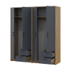 Kleiderschrank Doros Rondi Artisan Eiche/Graphit 2+2 Türen 164x52x195 (42005688)