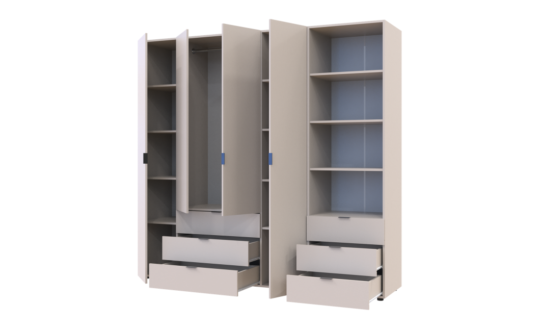 Kleiderschrank Doros Gelar Kaschmir 4 Türen Säulenschrank 215x49,5x203,4 (42005176)