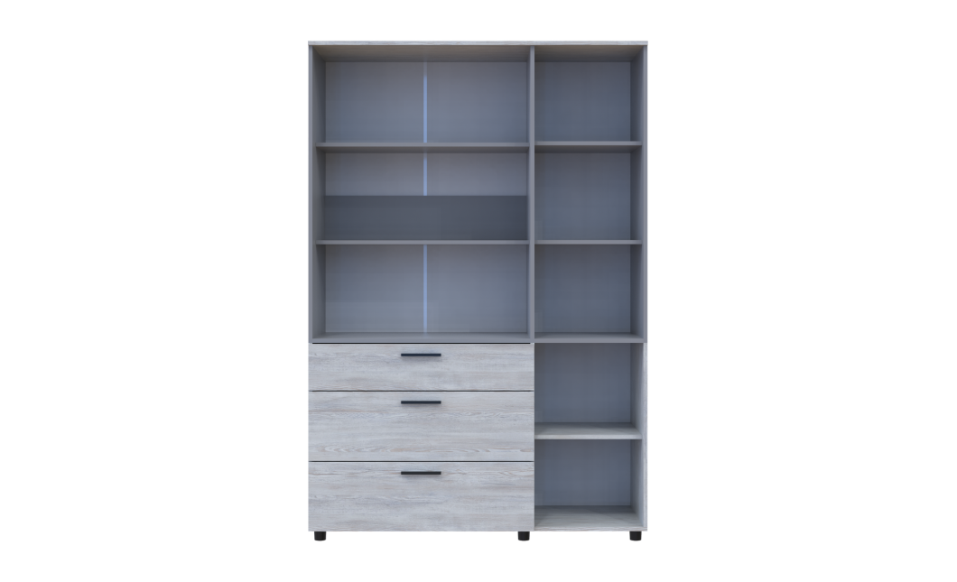 Kleiderschrank Doros Thorn Natti Kiefer/Grau 3 Türen 3 Schubladen Böden 135x51,6x200 (44900514)