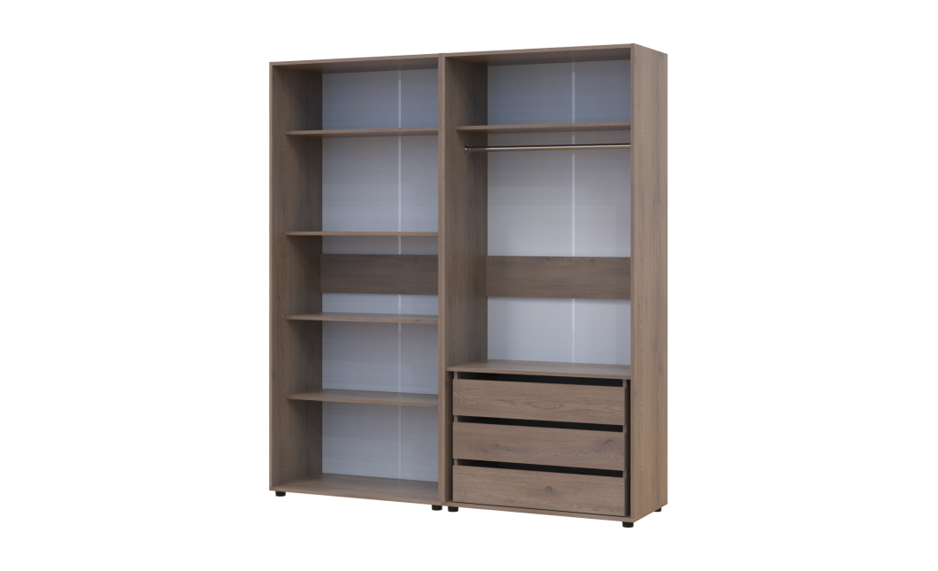Kleiderschrank mit Regalen und Schubladen Doros Kasper Cremona Cannolo 2+2 Türen 180x48x204 (42005535)