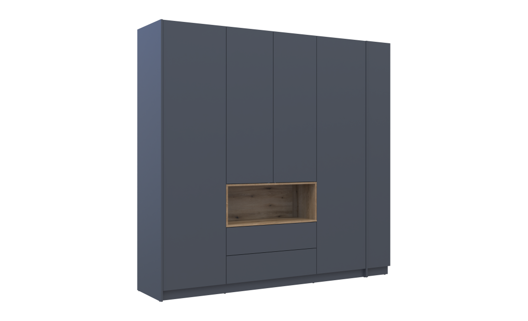 Kleiderschrank Doros Dale mit Drehtüren Anthrazit/Ewok Eiche 4 Türen 234x52x220 (42005339)