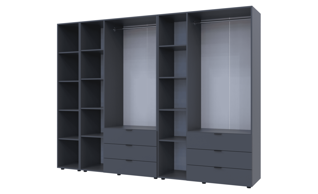 Kleiderschrank Doros Gelar Graphitgrau 3+3 Türen mit offenem Regal 270,6x49,5x203,4 (42005061)