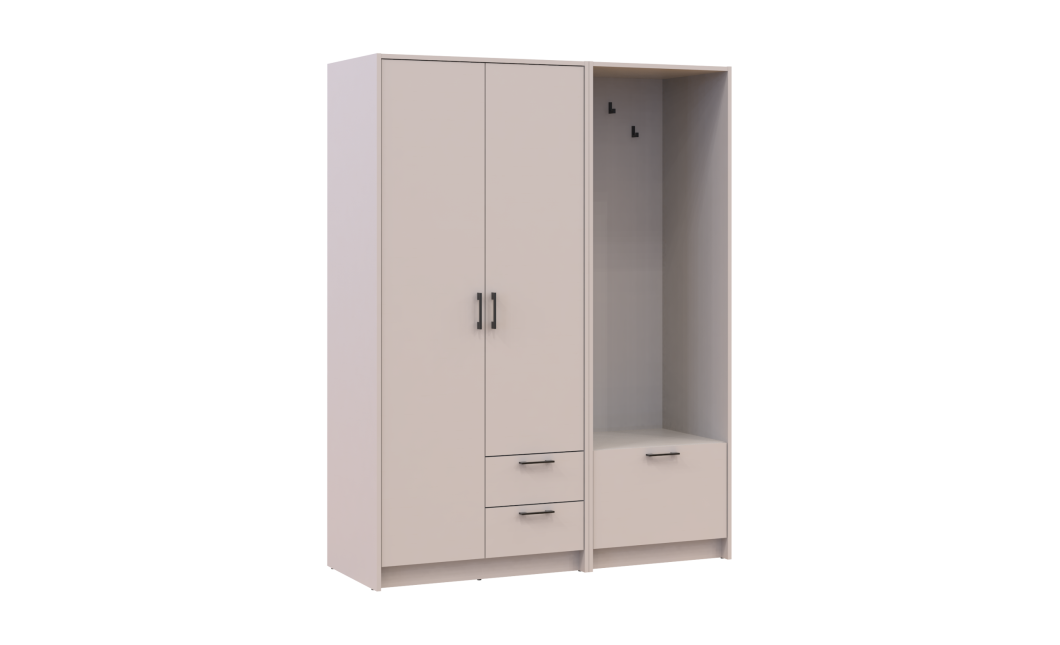 Drehtürenschrank Doros Rondi mit Kleiderstange Kaschmir 2 Türen 142x52x195 (42005391)