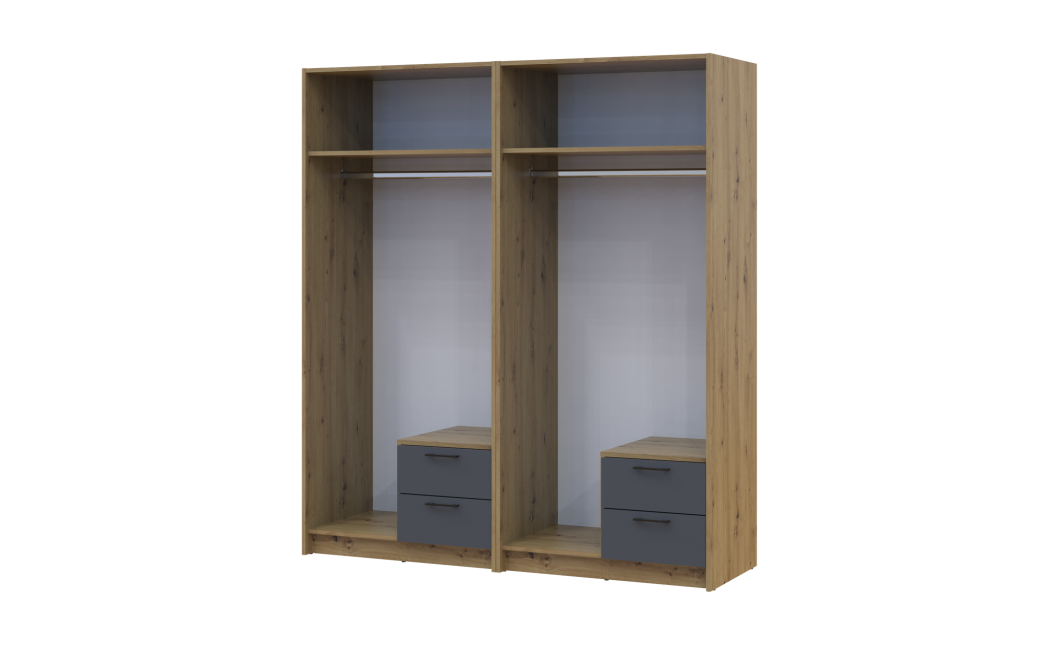Kleiderschrank mit Spiegel Doros Rondi Artisan Eiche/Graphit 2+2 Türen 164x52x195 (42005689)