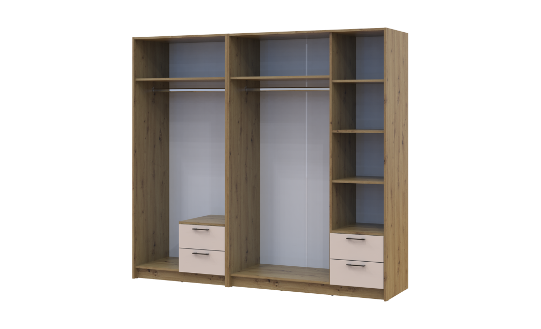 Kleiderschrank mit Spiegel Doros Rondi Artisan Eiche/Kaschmir 2+3 Türen 203x52x195 (42005655)