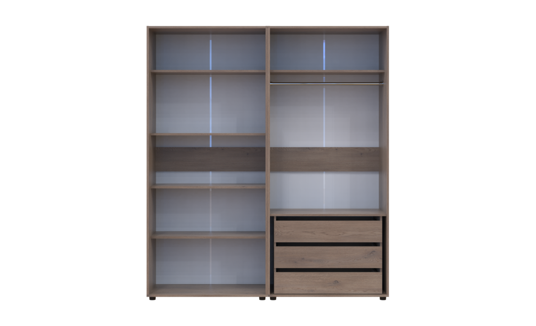 Kleiderschrank mit Regalen und Schubladen Doros Kasper Cremona Cannolo 2+2 Türen 180x48x204 (42005535)