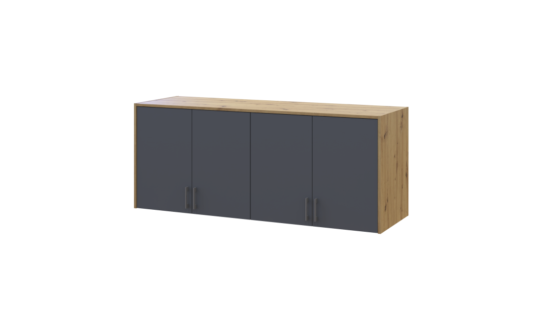 Hoher Aufsatz Doros Rondi Artisan Eiche / Graphitgrau 4 Türen 160x52x65 (41516184)