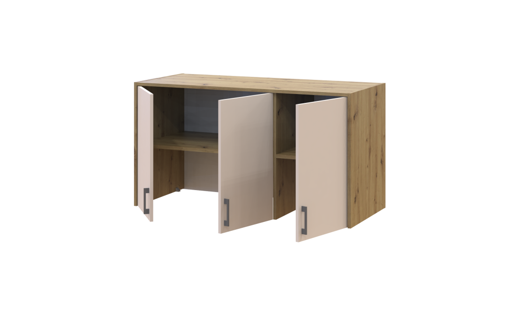 Hoher Aufsatz Doros Rondi Artisan Eiche / Kaschmir 3 Türen 121x52x65 (41516183)