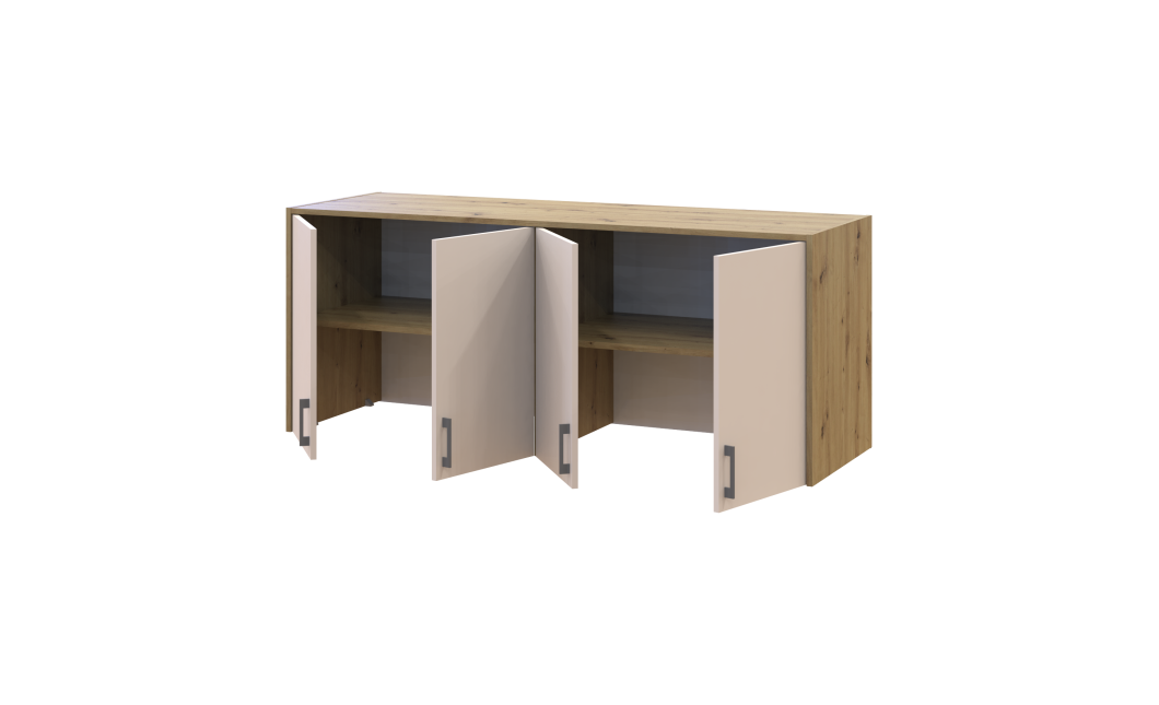 Hoher Aufsatz Doros Rondi Artisan Eiche / Kaschmir 4 Türen 160x52x65 (41516185)