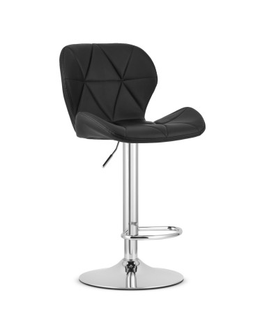Hocker WEST – schwarzes Kunstleder / verchromtes Gestell