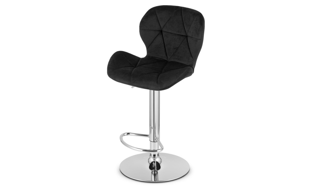 Hocker WEST – schwarzer Samt / verchromtes Gestell