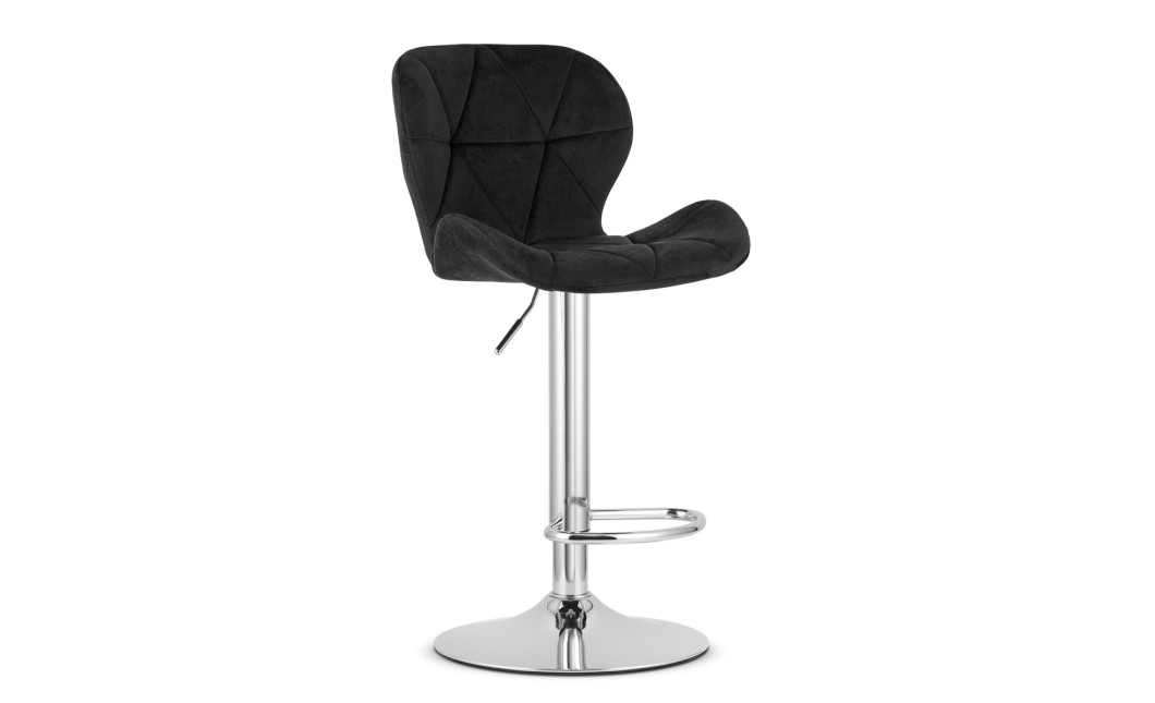 Hocker WEST – schwarzer Samt / verchromtes Gestell