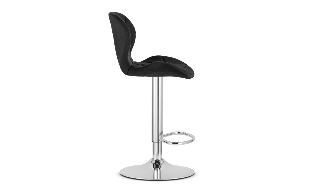 Hocker WEST – schwarzer Samt / verchromtes Gestell