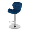 Hocker WEST – dunkelblauer Samt / verchromtes Gestell