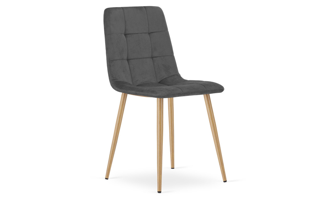 Stuhl KARA Samt Dunkelgrau/Holzfarbe (10040351)