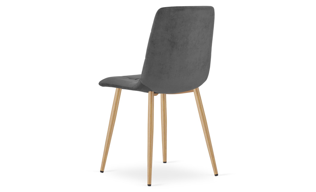 Stuhl KARA Samt Dunkelgrau/Holzfarbe (10040351)
