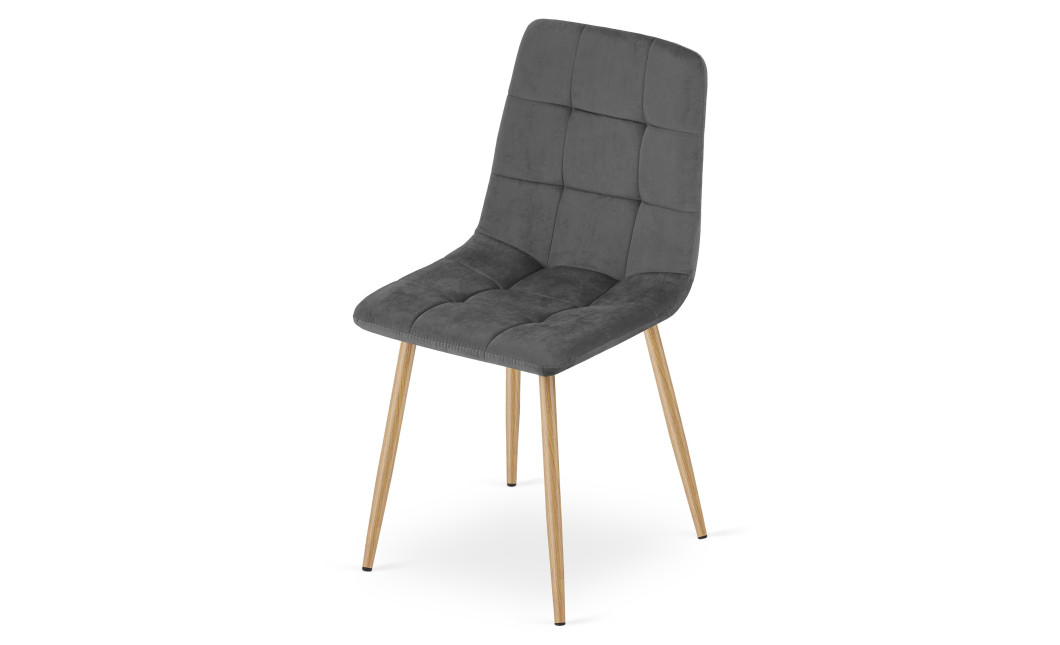 Stuhl KARA Samt Dunkelgrau/Holzfarbe (10040351)