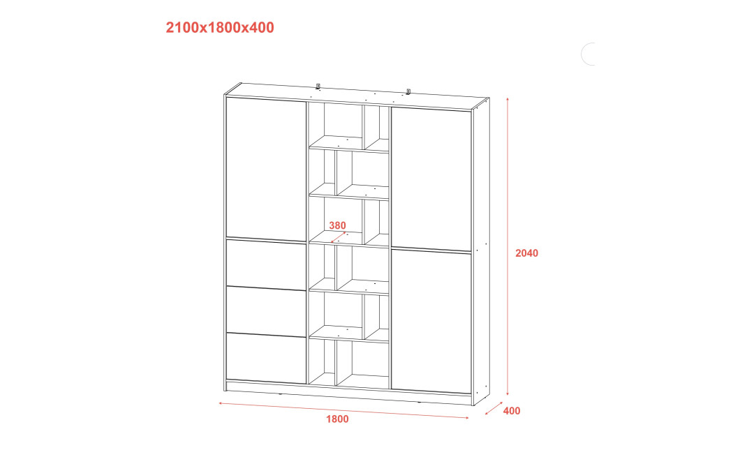 Kleiderschrank Doros Morgan Weiß mit Schubladen 180x40x210 (42002246)