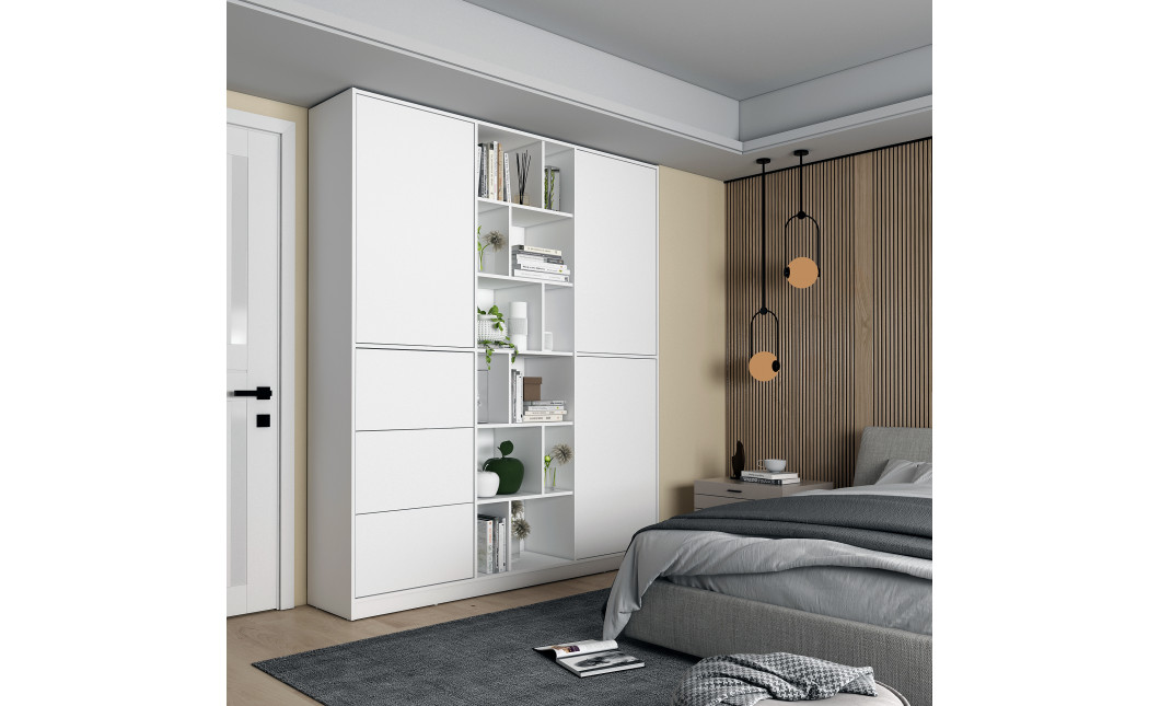 Kleiderschrank Doros Morgan Weiß mit Schubladen 180x40x210 (42002246)