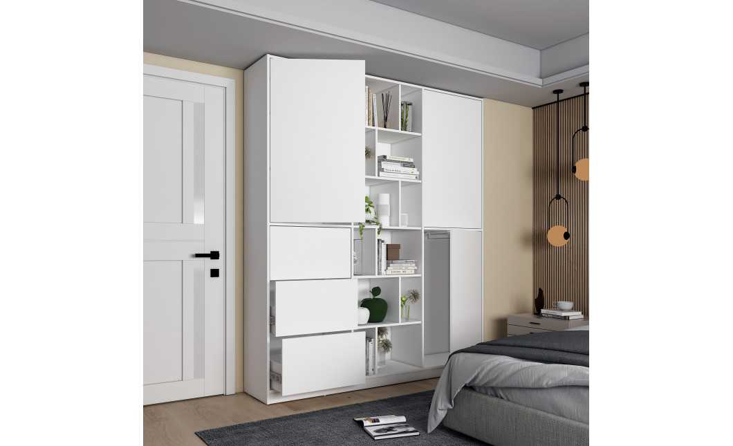 Kleiderschrank Doros Morgan Weiß mit Schubladen 180x40x210 (42002246)