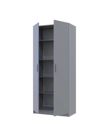 Kleiderschrank Doros Promo mit Drehtüren Grau mit Regalböden 2 Türen 90x48x204 (80737770)