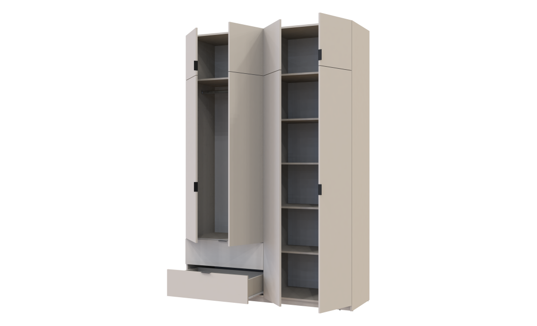 Kleiderschrank Doros Lukas mit Drehtüren Kaschmir 160x50x240 (80737728)